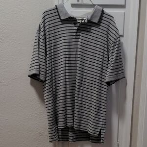 L.L. Bean Black and Gray Striped Polo Shirt